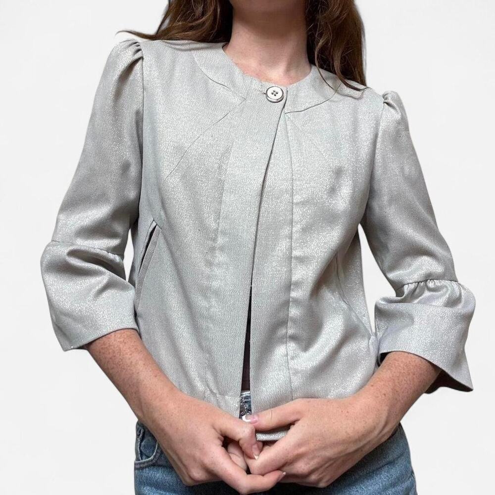 Silver office siren cropped jacket